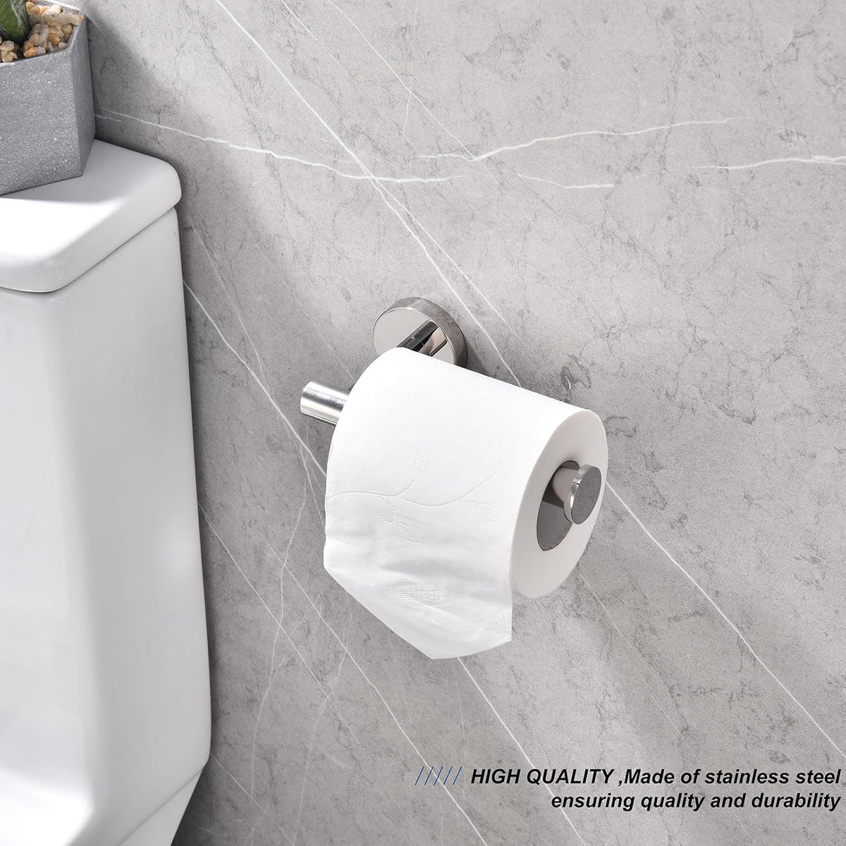 TASTOS Polished Chrome Toilet Paper Holder SUS304 Stainless Steel, Modern Round Tissue Roll Holders Wall Mount, Toilet Paper Roll Dispenser Bathroom 5 inch TP Holder for Kitchen Washroom