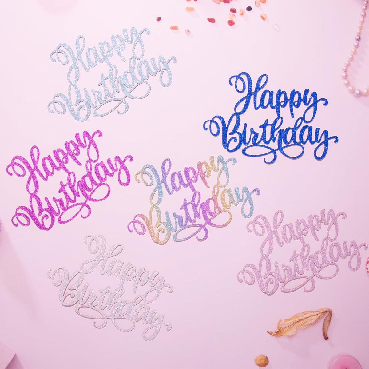 Happy Birthday Cake Toppers 9 Inch Glitter Happy Birthday Cake Pick for Birthday Anniversary Theme Party Cake Decorations Supplies - Dark Blue