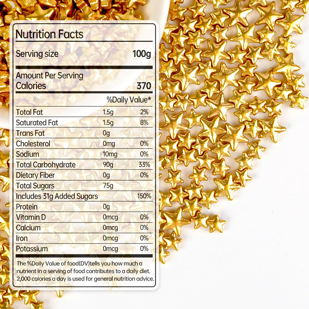 Gold Star Sprinkles for Cake Decorating, Edible Star Sugar Candy, Mix Size, Baking For Cupcakes, Decorating, Cookies, Donuts, Wedding Party, Holiday, 150g/5.29oz