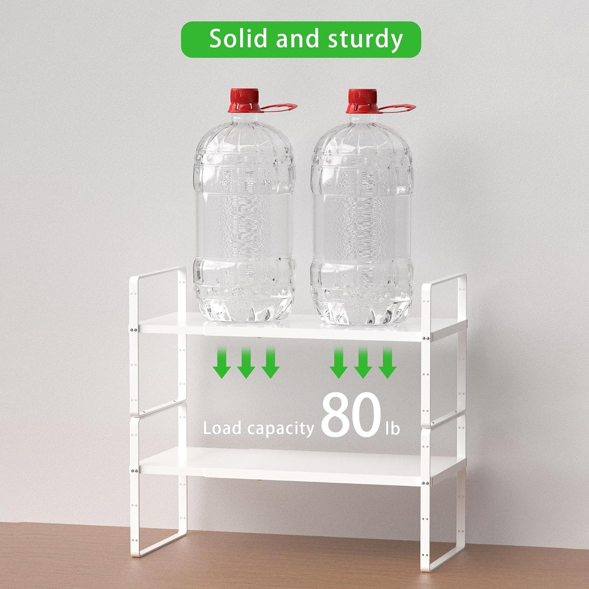 Expandable Cabinet Storage Shelf Stackable Organizer Rack for Kitchen Bathroom Pantry Spice Cupboard Countertop Home Office Desk Heavy Duty Nonslip White Small 3 Pack