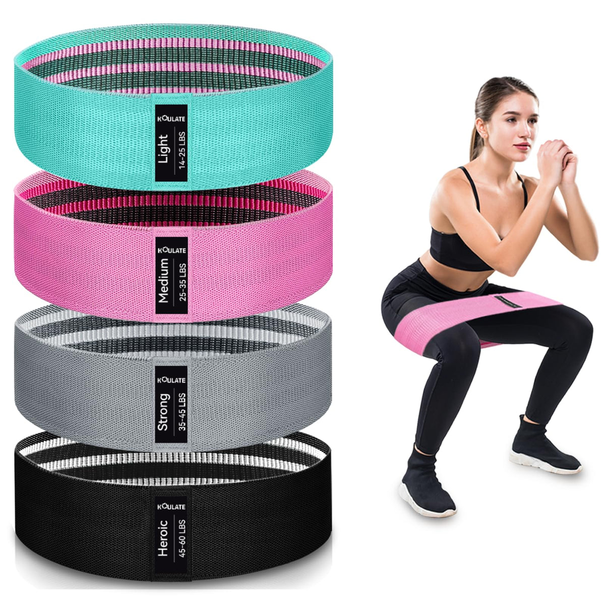 3 Levels Exercise Bands, Workout Fabric Resistance Bands for Women and Men