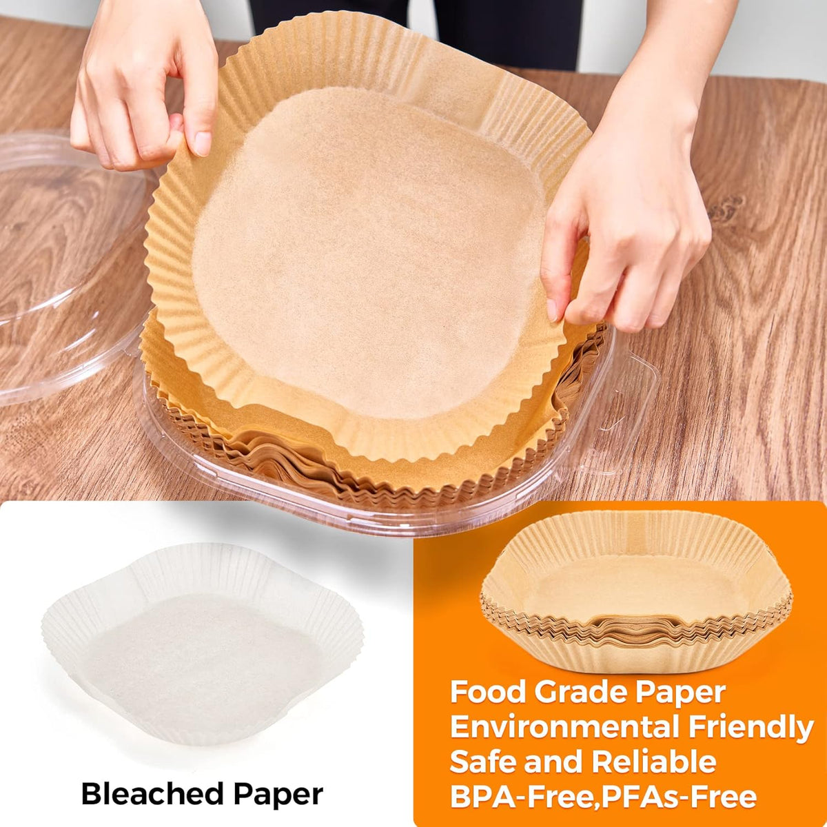 Vailnd Air Fryer Disposable Paper Liners 9inch Square, 125PCS Non-Stick Food Grade Air Fryer Parchment Paper, Oil Resistant & Waterproof Baking Liner for 8-12 QT Air Fryer Oven
