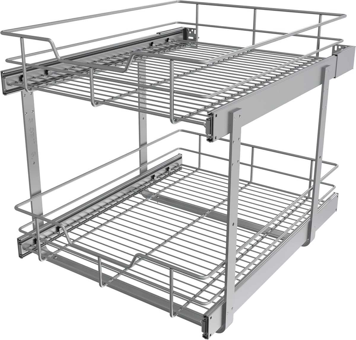 2 Tier Pull Out Cabinet Organizer 18" W X 22" D, Slide Out Drawers For Kitchen Cabinets, Pull Out Drawers For Cabinets Capacity Heavy Duty Caddy, Cabinet Pullout Shelves Chrome-Plated,Bathroom Pantry