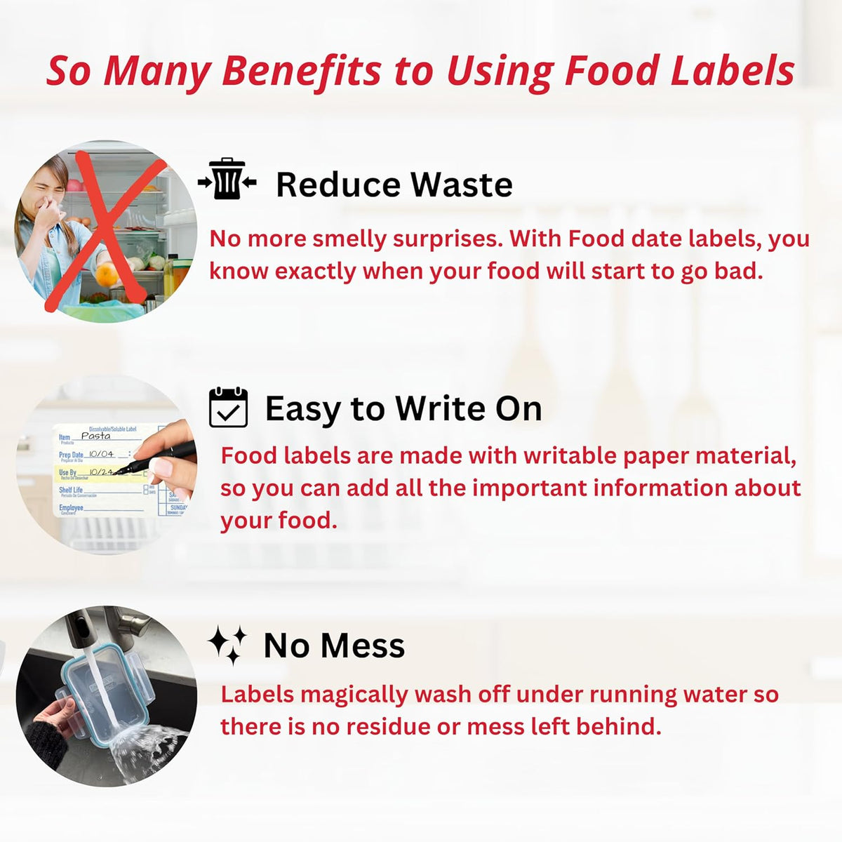 2x3 Dissolvable Food Labels, 500 Label Stickers, Bottle Labels for Storage Bins, Sticker Labels for Food containers, (500, Blue)