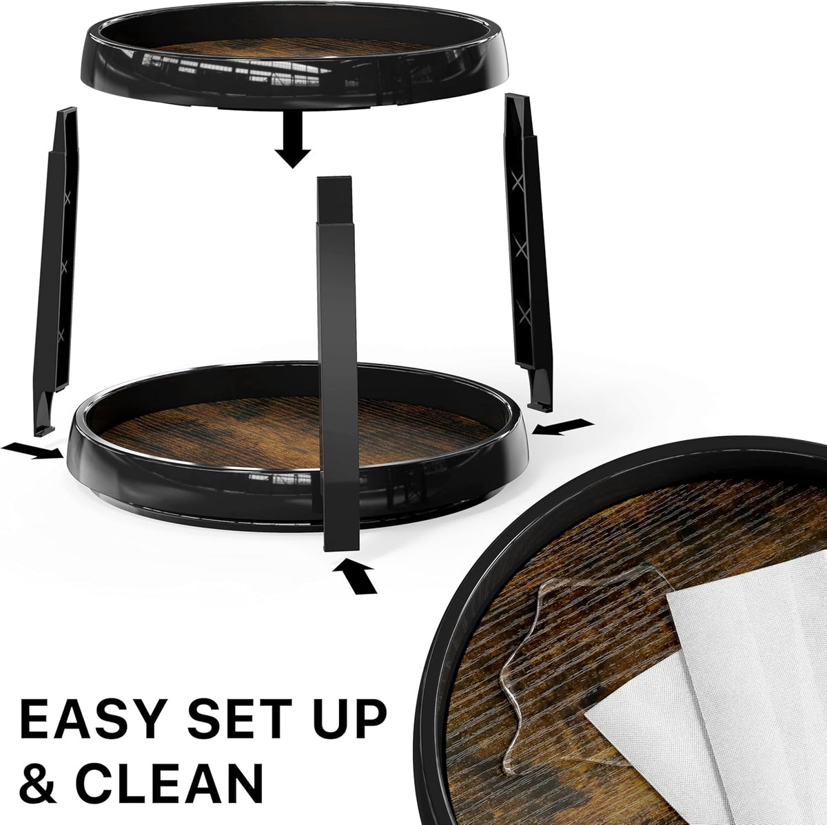 Simple Houseware 2-Tier Lazy Susan Spice Organizer, 10-Inch Diameter, Rustic Brown