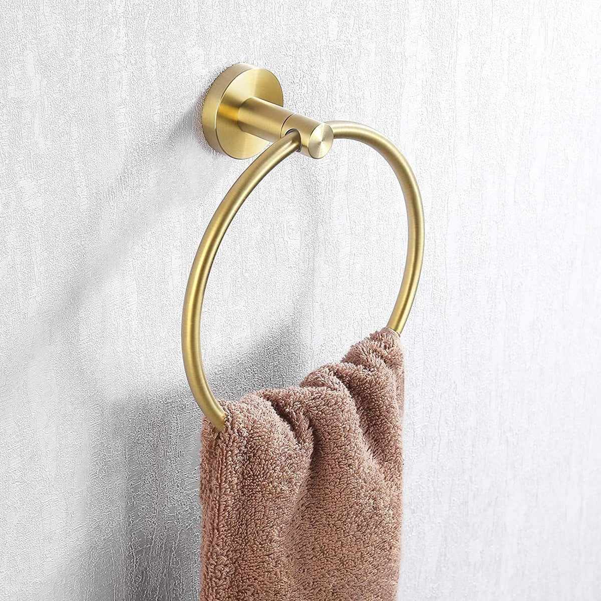 KES Brushed Gold Towel Ring Bathroom Hand Towel Holder Round Wall Mount SUS 304 Stainless Steel Brushed Gold Finish, A2180DG-BZ
