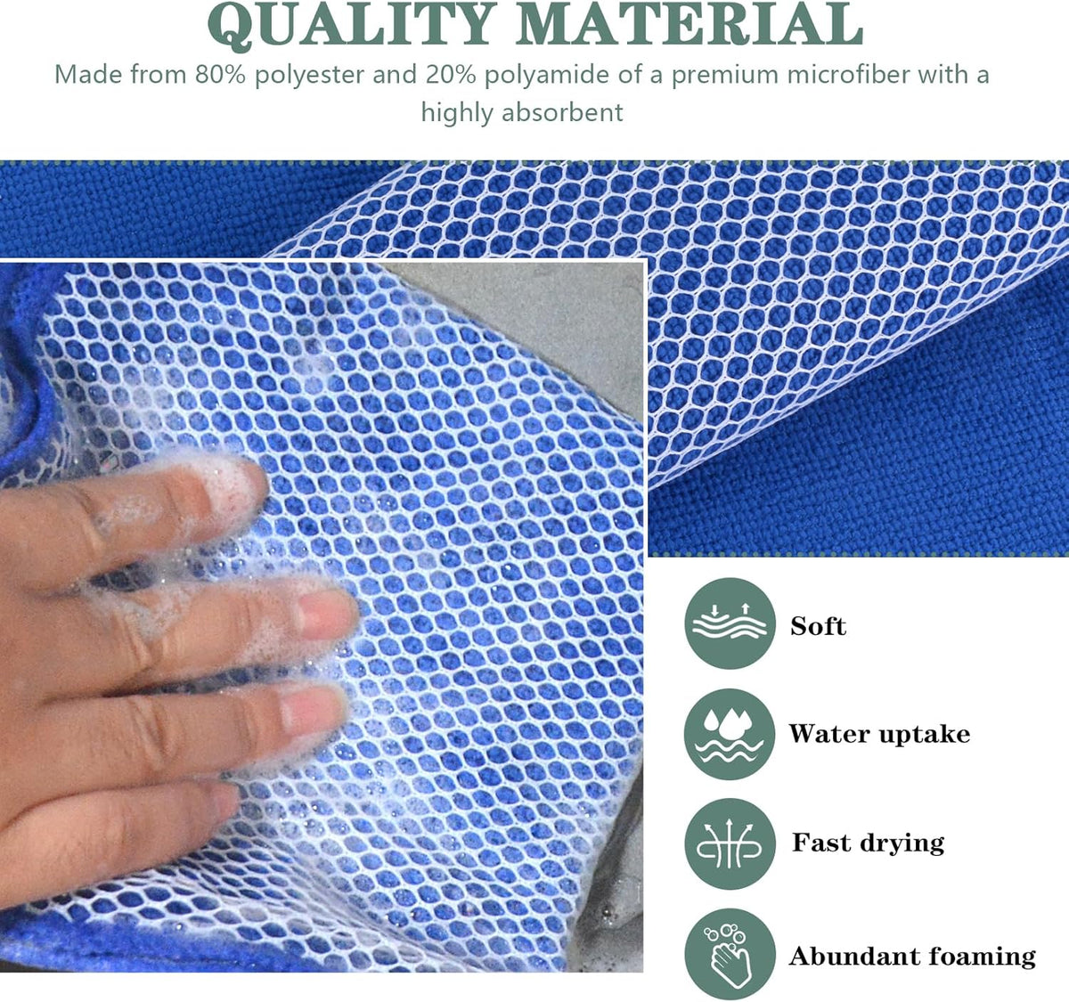 SINLAND Absorbent Microfiber Dish Cloths for Washing Dishes Best Kitchen Cloths Cleaning Cloths with Poly Scour Side 7.87Inchx7.87Inch 10 Pack Dark Blue