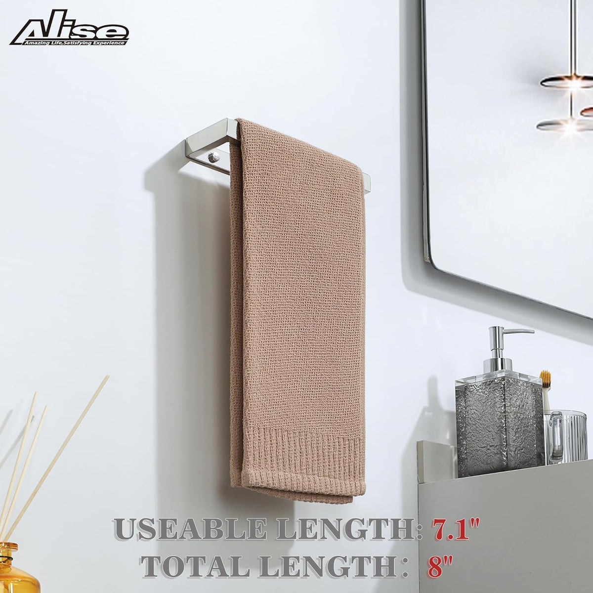 Alise Bath Towel Bar,Wall Mount Towel Holder Towel Rack Towel Hanger for Bathroom Lavatory,8 Inch SUS304 Stainless Steel Towel Rail,Polished Chrome GJF020-C