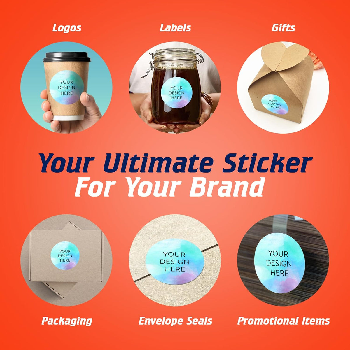 100 Custom Vinyl Stickers - Upload Your own Image, Text, Design, Logo - Personalized Logo Labels for Handmade, Packaging, Bottle, Jars, Candle, Brand Stickers (Sky Blue, 3x3)
