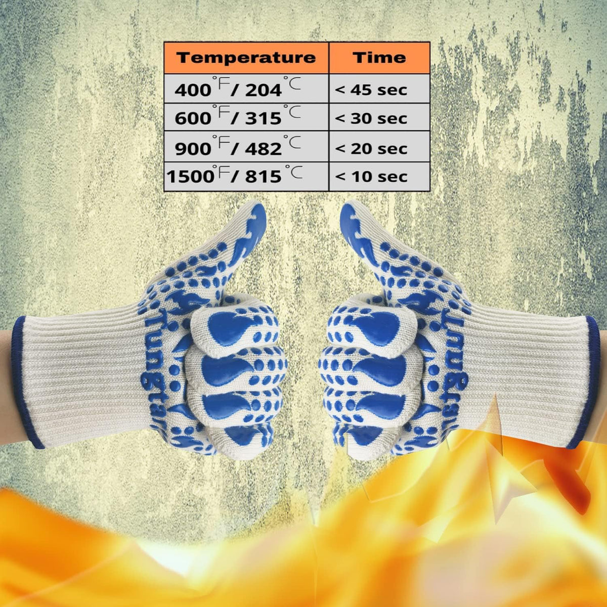 Oven Mitts Heat Resistant BBQ Proof Glove 11Inch 1472℉ Grill Glove Proof Heat for Women Men BBQ Gloves Gift Set Cooking Gloves for Cooking, Grilling, Baking, Welding (White Blue)