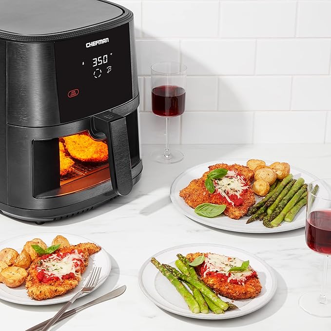 Chefman TurboTouch Easy View Air Fryer, The Most Convenient And Healthy Way To Cook Oil-Free, Watch Food Cook To Crispy And Low-Calorie Finish Through Convenient Window, 8 Qt