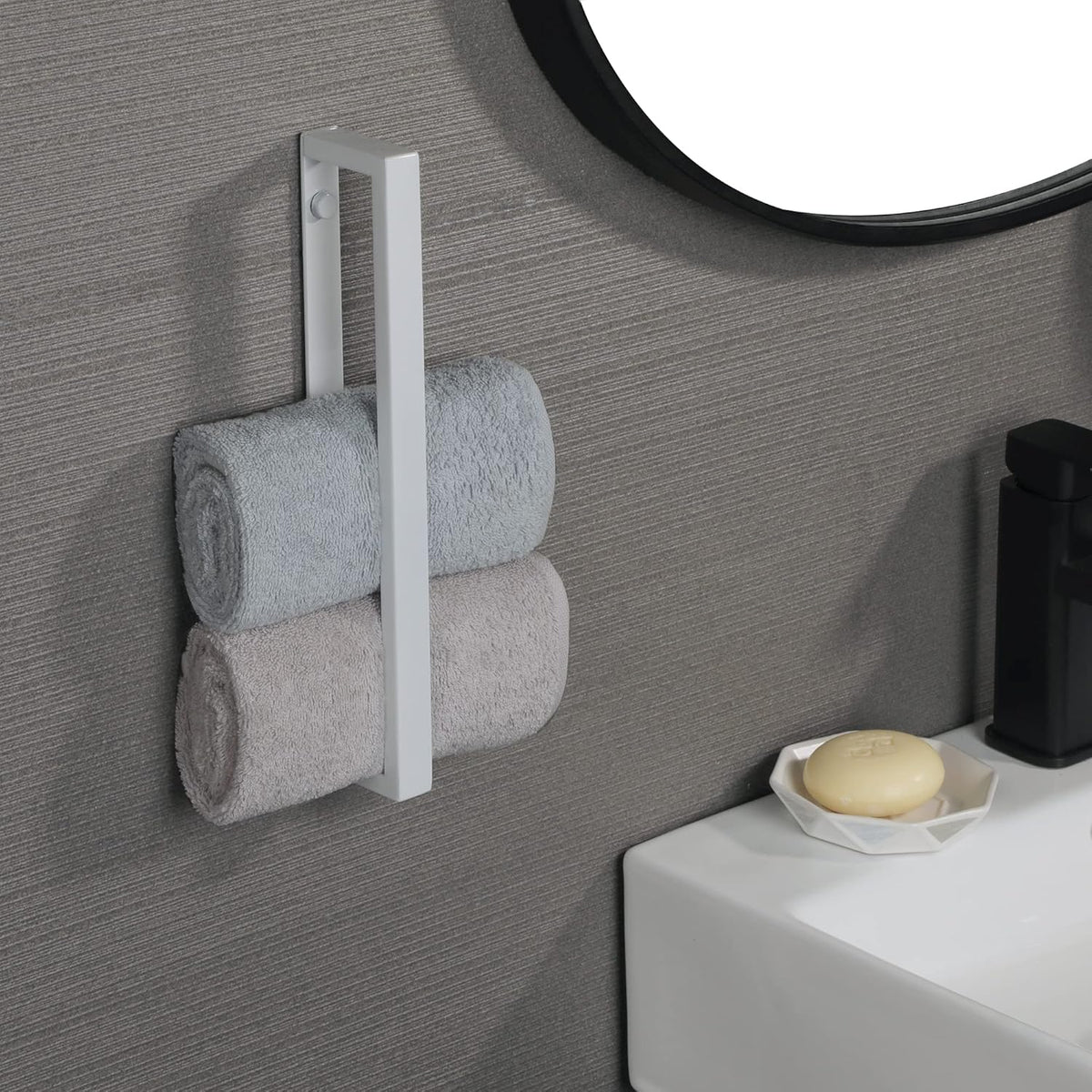 Alise Bath Towel Bar,Wall Mount Towel Holder Towel Rack Towel Hanger for Bathroom Lavatory,12 Inch SUS304 Stainless Steel Towel Rail,White Finish GJF030-W