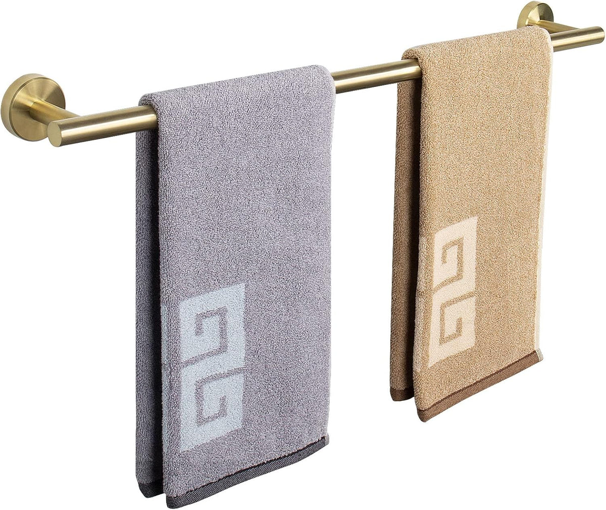 NearMoon Bath Towel Bar, Bath Accessories Thicken Stainless Steel Shower Towel Rack for Bathroom, Towel Holder Wall Mounted (1 Pack, Brushed Gold, 26 Inch)