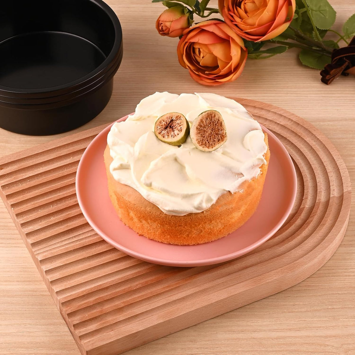 HUAKENER 6 Inch Cake Pan - Set of 3 Round Cake Pans with 100 Pieces Parchment Paper, Non-stick Cake Baking Pans, Dishwasher Safe