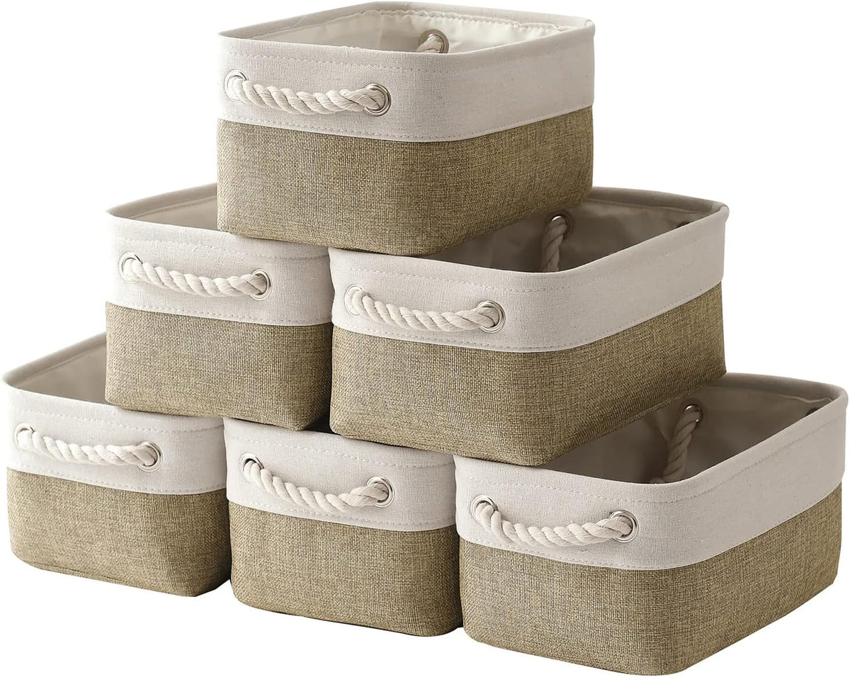 Small Storage Baskets for shelves,Fabric Storage Baskets for closet,rectangular Collapsible baskets for organizing clothes,books,gifts