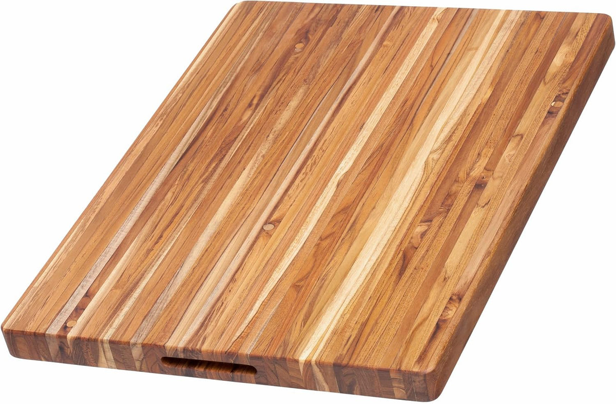 Teakhaus Cutting Board - Extra Large (XL) Wood Cutting Board with Grip Handles - Reversible Teak Edge Grain Wood - Knife Friendly - FSC Certified
