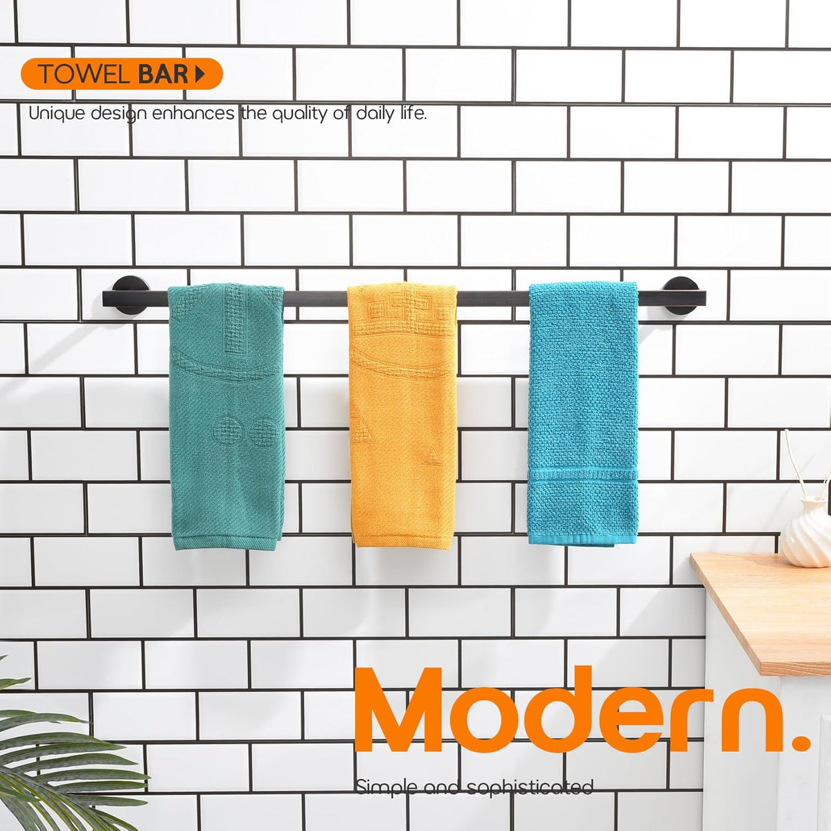 36 Inch Bathroom Towel Bar Bath Towel Rack Kitchen Towel Holder Long Towel Rails Wall Mounted SUS304 Stainless Steel Oil Rubbed Bronze AN4001ORB-L36