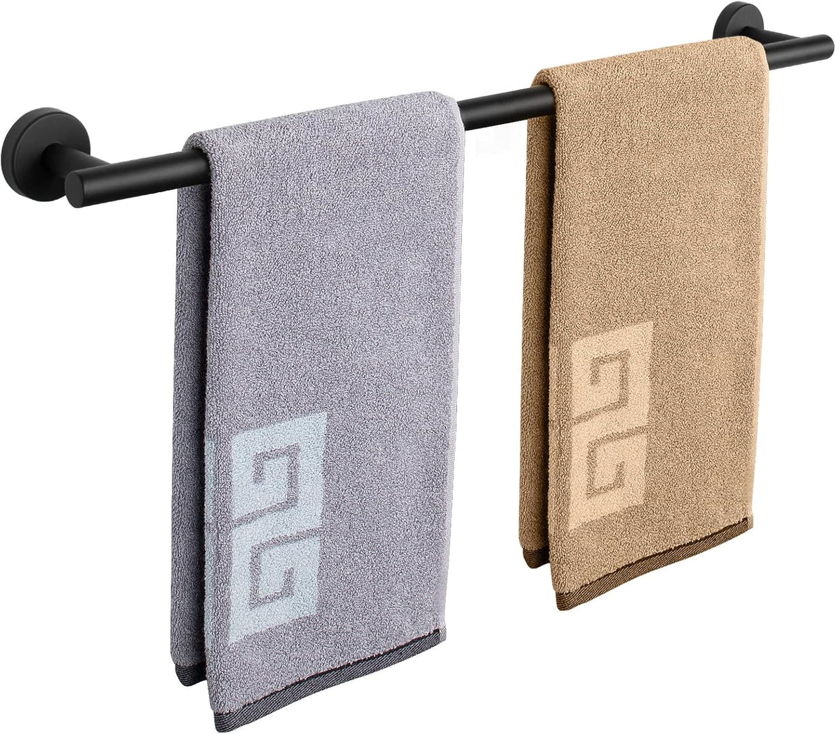 NearMoon Bath Towel Bar, Bath Accessories Thicken Stainless Steel Shower Towel Rack for Bathroom, Towel Holder Wall Mounted (1 Pack, Matte Black, 26 Inch)
