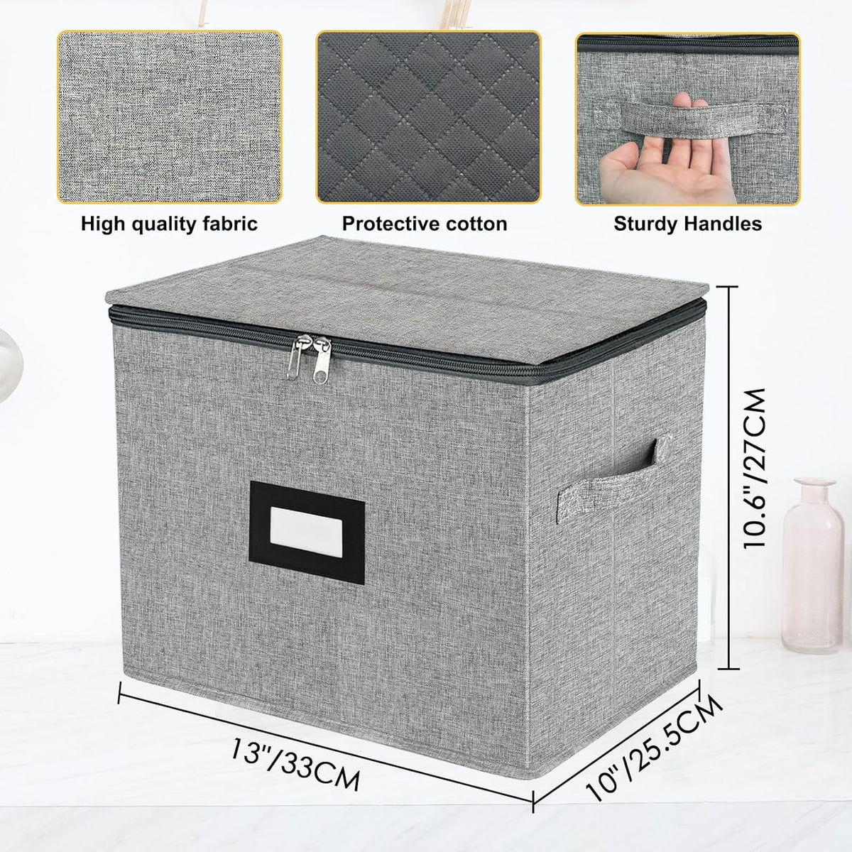 VERONLY Champagne Flute Storage Box with Dividers, Champagne Glass Storage Container, Hard Shell Stemware Storage Case Organizer for 12 Crystal Champagne Flutes Storage and Organization (Grey)