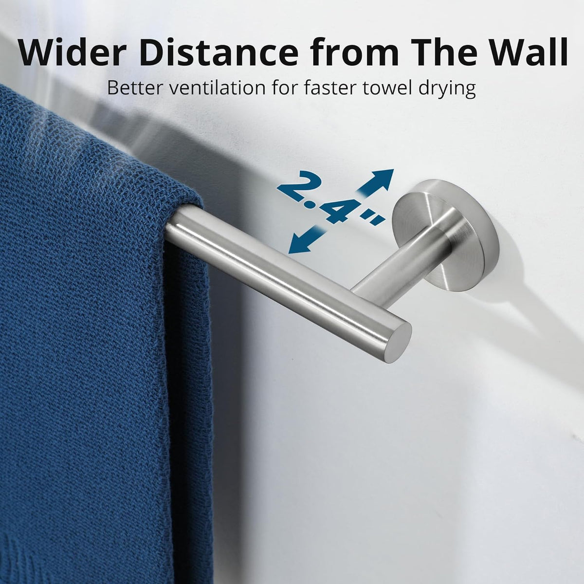 SAYAYO Brushed Nickel Towel Bar for Bathroom, 24 Inch Towel Rack Towel Rod Towel Holder Wall Mount SUS304 Stainless Steel (21 Inch Hanging Length)