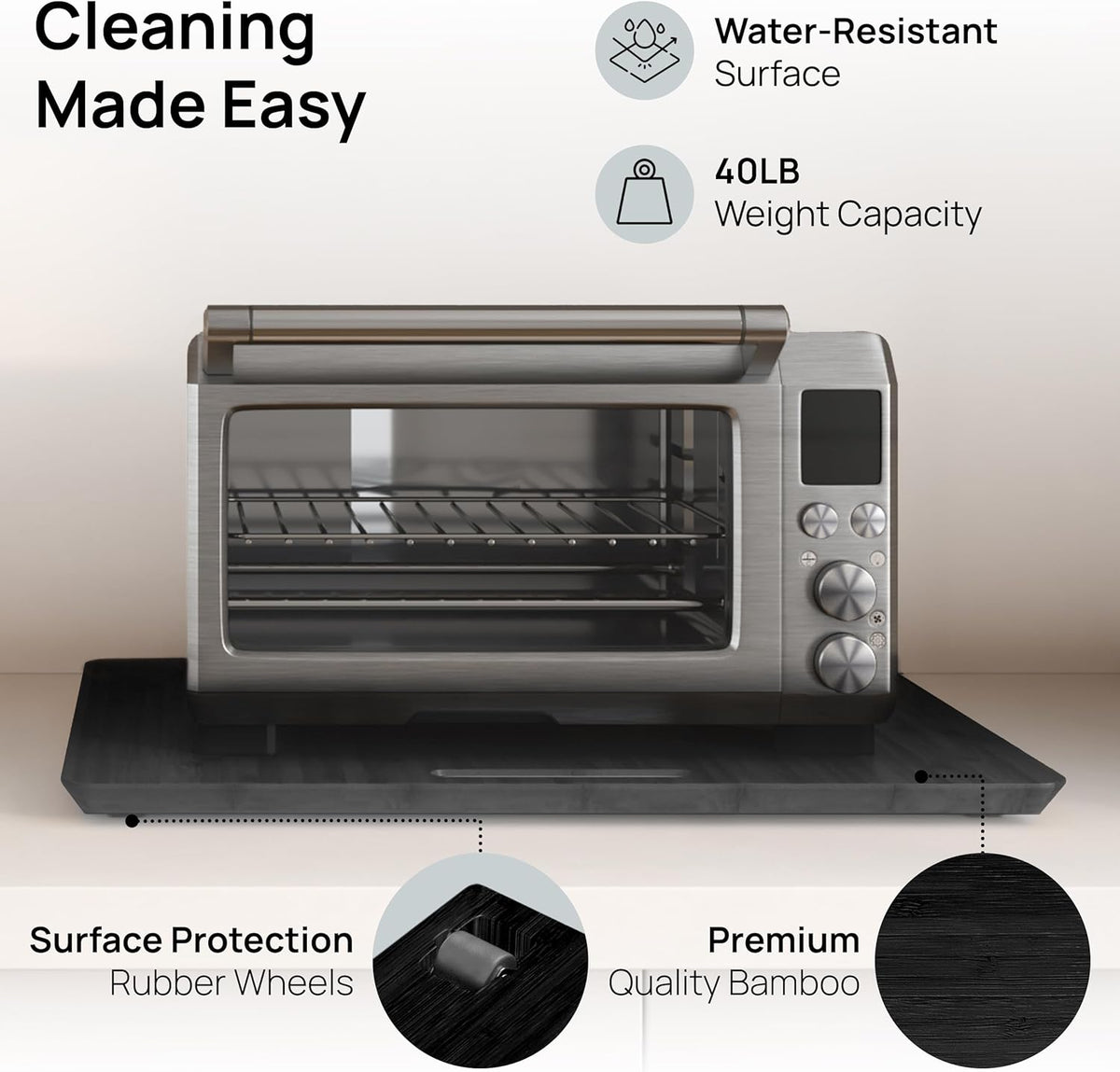 Ibyx Elegant Sliding Tray for Your Coffee Maker & Heavy Kitchen Appliances - Sturdy, Slides Easily from Under The Cabinet (Black, 21" W x 15" D)