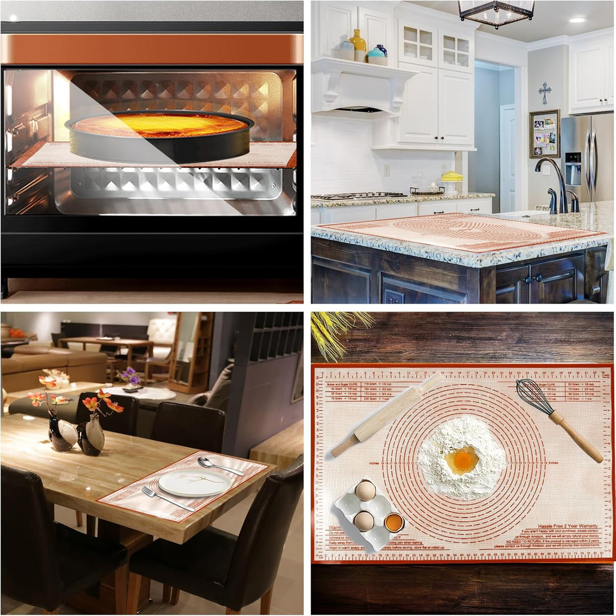 Non-slip Silicone Pastry Mat 36''By 24'' Nonstick Baking Mats Extra Large Counter Mat for Dough Rolling, Pastry, Pie Crust, Fondant, Cookies, Bread, Pasta, Pizza Mat