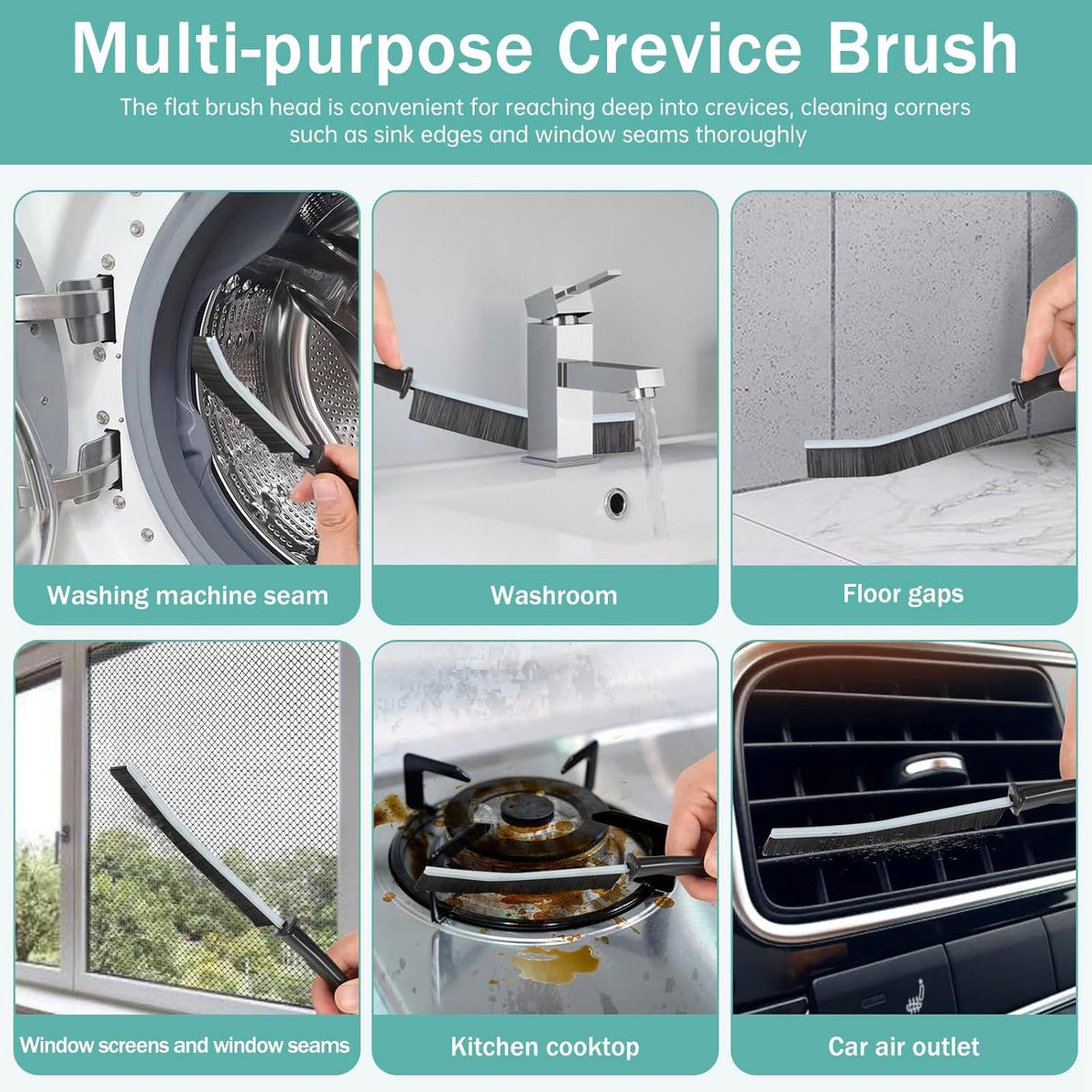 Crevice Cleaning Brush, Multifunctional Hard-Bristled Gap Scrub Brush, 2025 New Multifunctional Gap Cleaning Brush Tool, Dead Corners Brushes for Bathroom Kitchen Tiles Window Door Slots, 3pcs