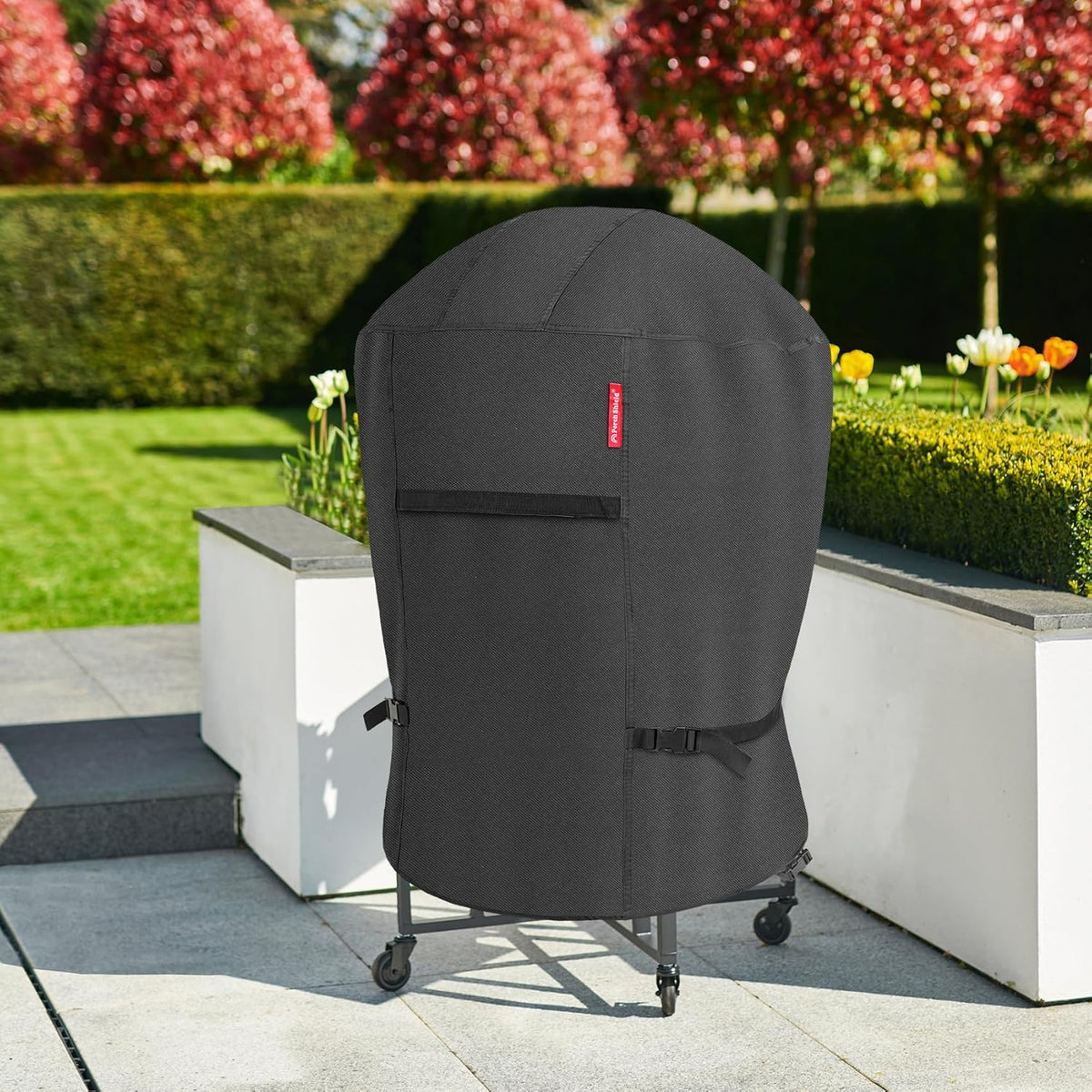 Porch Shield Outdoor Charcoal Kamado Joe Grill Cover Waterproof 600D Rond Smoker Cover Fits 22-24 inch Big Green Egg Char-Griller Char-Broil and Most Kettle Grill 36" Dia x 45" H, Black
