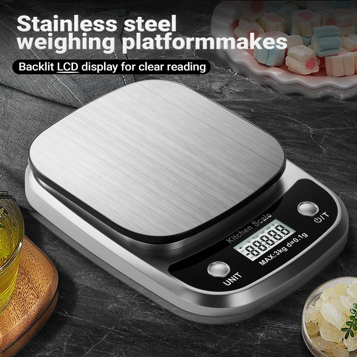Food Kitchen Scale Digital Weight Grams and Oz，Professional Small Digital Kitchen Food Scales 3kg/0.1g for Weight Loss