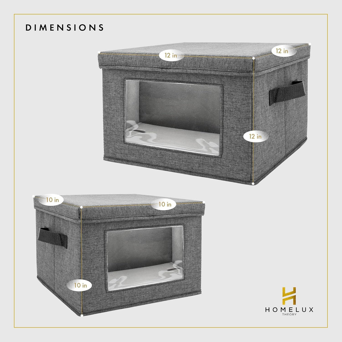 HOMELUX THEORY Plate Storage Box, 2pc 10"x8" Light Gray Hard Shell China Storage Containers, Kitchen Storage Bins With Lids, Heavy Duty Moving Box with Handles for Dishes, Dinner Plate & Dinnerware