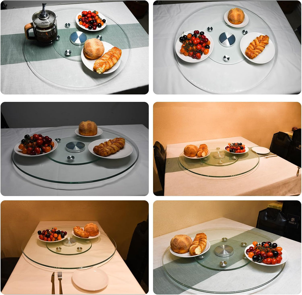 40" Heavy-Duty Lazy Susan Turntable - 1/3" Extra-Thick Tempered Glass - Silent 360° Spin for Dining Table & Kitchen