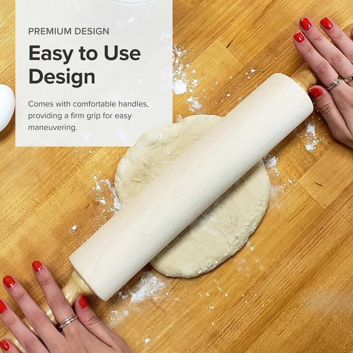 Frieling Crafted In the USA Maple Rolling Pin - Heavy Duty Rolling Pin with Ball Bearing Handles - 2.75-Inch by 18-Inch Barrel - Wooden Rolling Pin Baking