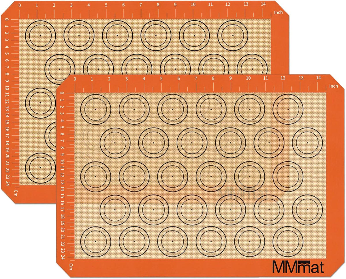 Silicone Baking Mat - Best German Silicone - Non Slip Silicone Baking Sheet, Non Stick Reusable Silicone Mats For Baking, Oven Liner, Counter Mat, 2 Half Sheets Macaron Baking Mats