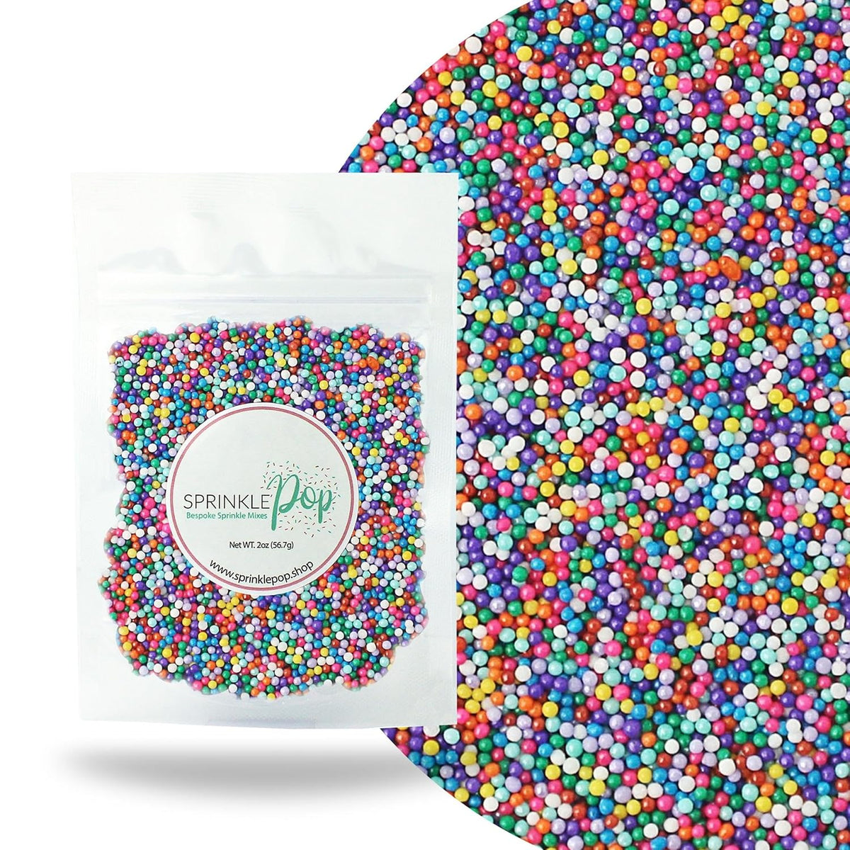 Sprinkle Pop Cool Rainbow Nonpareil Sprinkle Mix| with hues of Blue Purple Pink Non Pareil Sprinkles| Decorating Nonpareils Made in USA for Birthday Cupcakes Donuts Cakes Cookies, 2oz