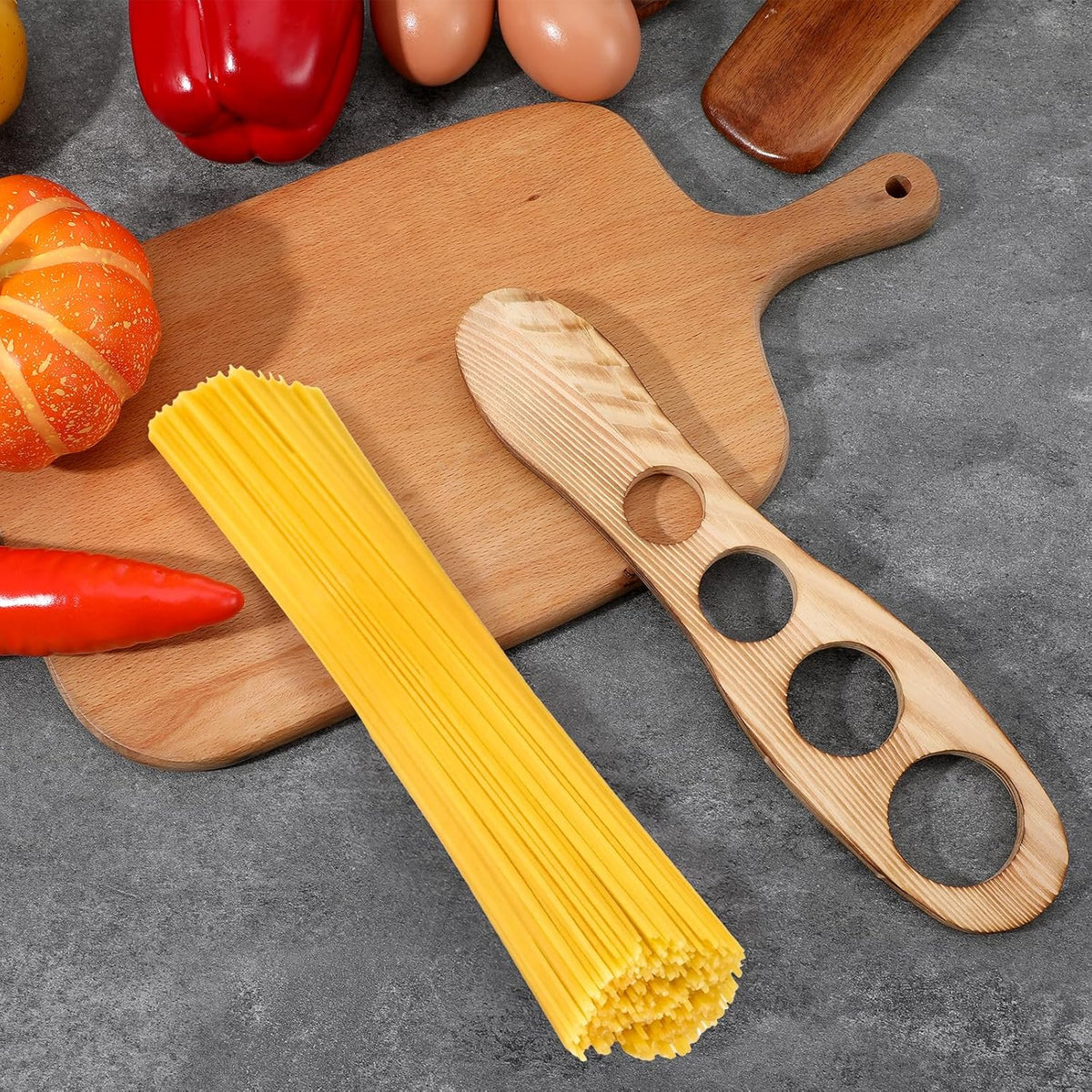 Spaghetti Measurer Tool, Wood Pasta Measuring Tool with 4 Holes, Quick Spaghetti Measuring Tools for Kitchen Cooking, Kitchen Accessories (9.96 X 2.36 Inch)