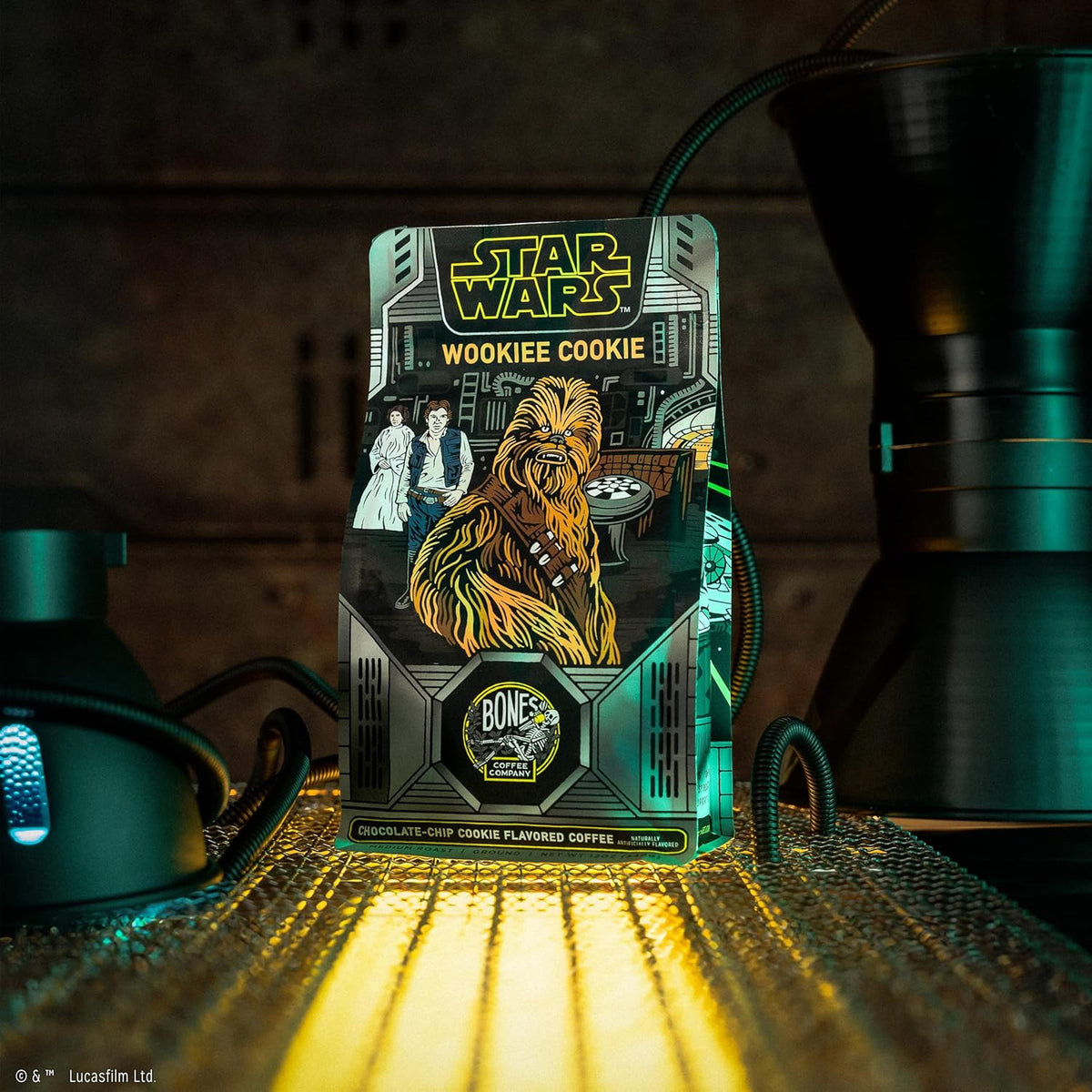 Bones Coffee Company Star Wars Wookiee Cookie Chip Cookie Flavor Flavored Coffee, Medium Roast Low Acid Arabica Beans Compatible with Auto drip and French Press Coffee Maker, 12 Oz Whole Bean