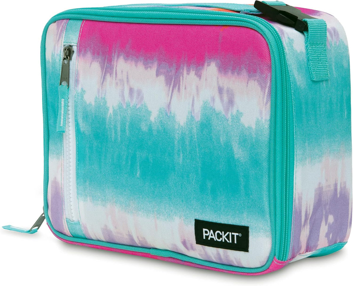 PackIt Freezable Classic Lunch Box, Tie Dye Sorbet, Built with EcoFreeze Technology, Collapsible, Reusable, Zip Closure With Zip Front Pocket and Buckle Handle, Designed for Lunches