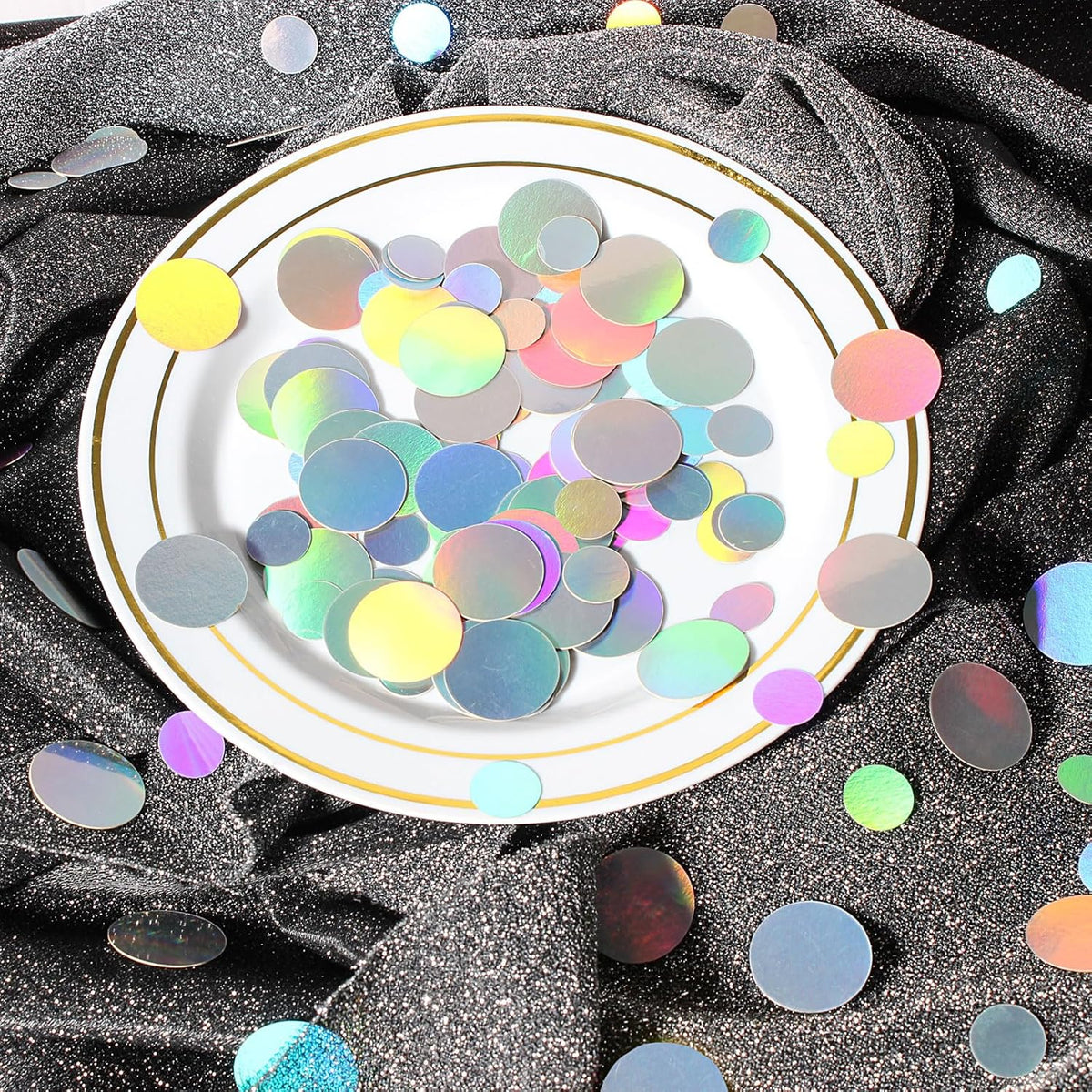 400PC Circle Dots Iridescent Confetti for Birthday Decorations Round Table Scatter for Wedding Baby Shower Bachelorette Bridal Shower Party Supplies