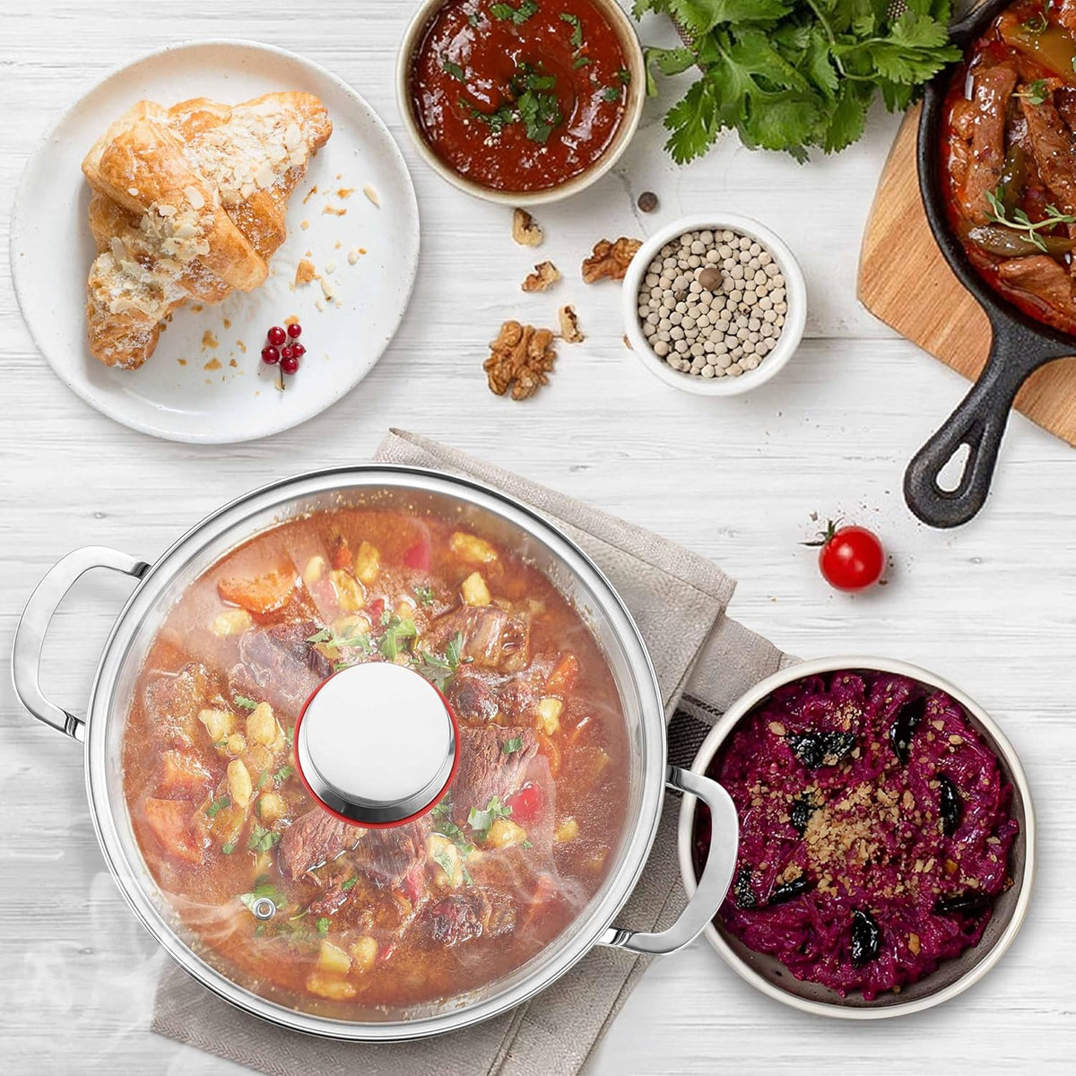 Herogo 12 Quart 18/10 Stainless Steel Stock Pot with Lid, Large Heavy Duty Soup Pot Compatible with Electric, Gas, Induction and Gas Cooktops, Dishwasher Safe