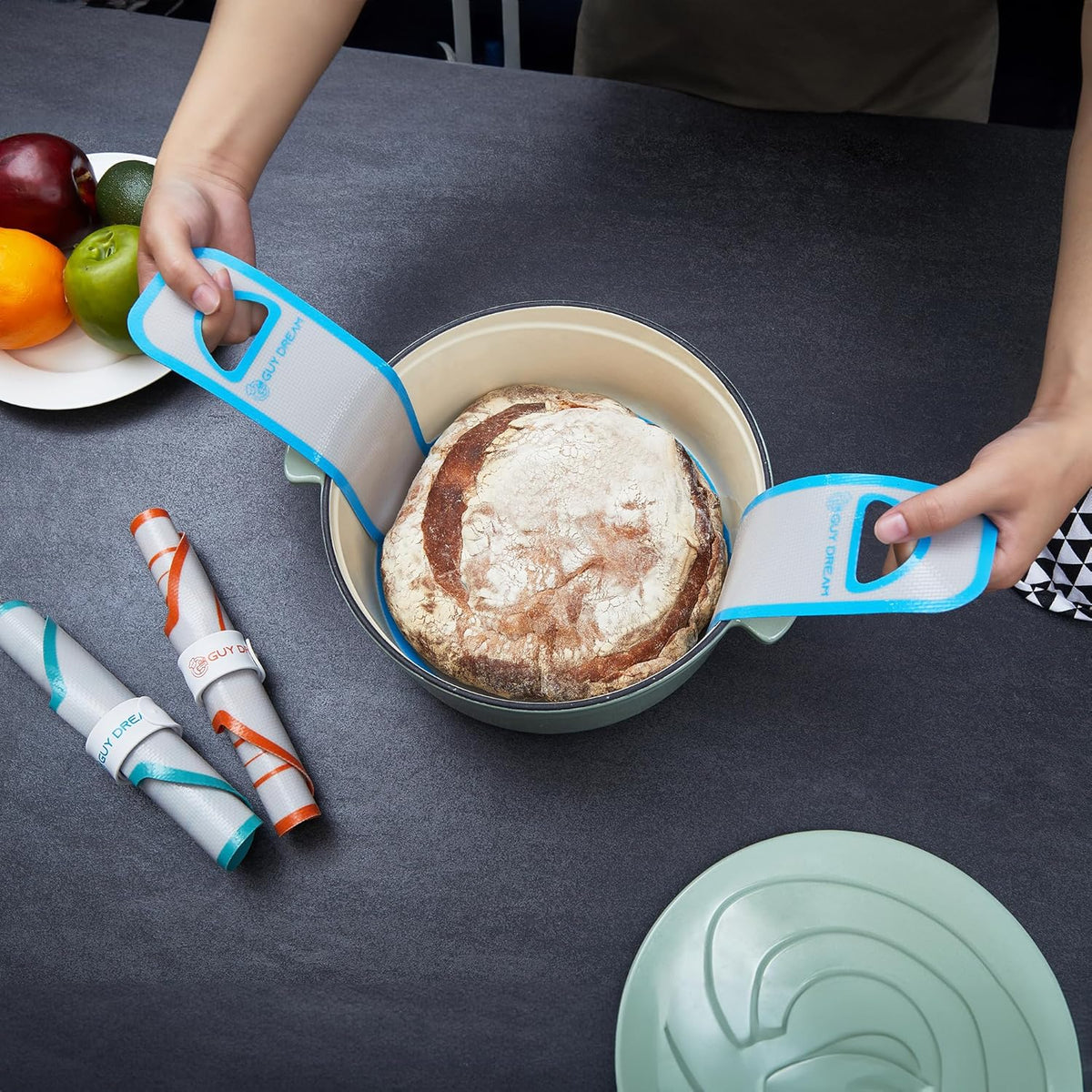 GUYDREMAT Reusable Silicone Bread Sling for Artisan Bread Baking - Easy Lift Tool for Dutch Oven, Heatproof, Non-Stick, Food-Grade Silicone, Perfect for Sourdough, Bagels, and Rolls