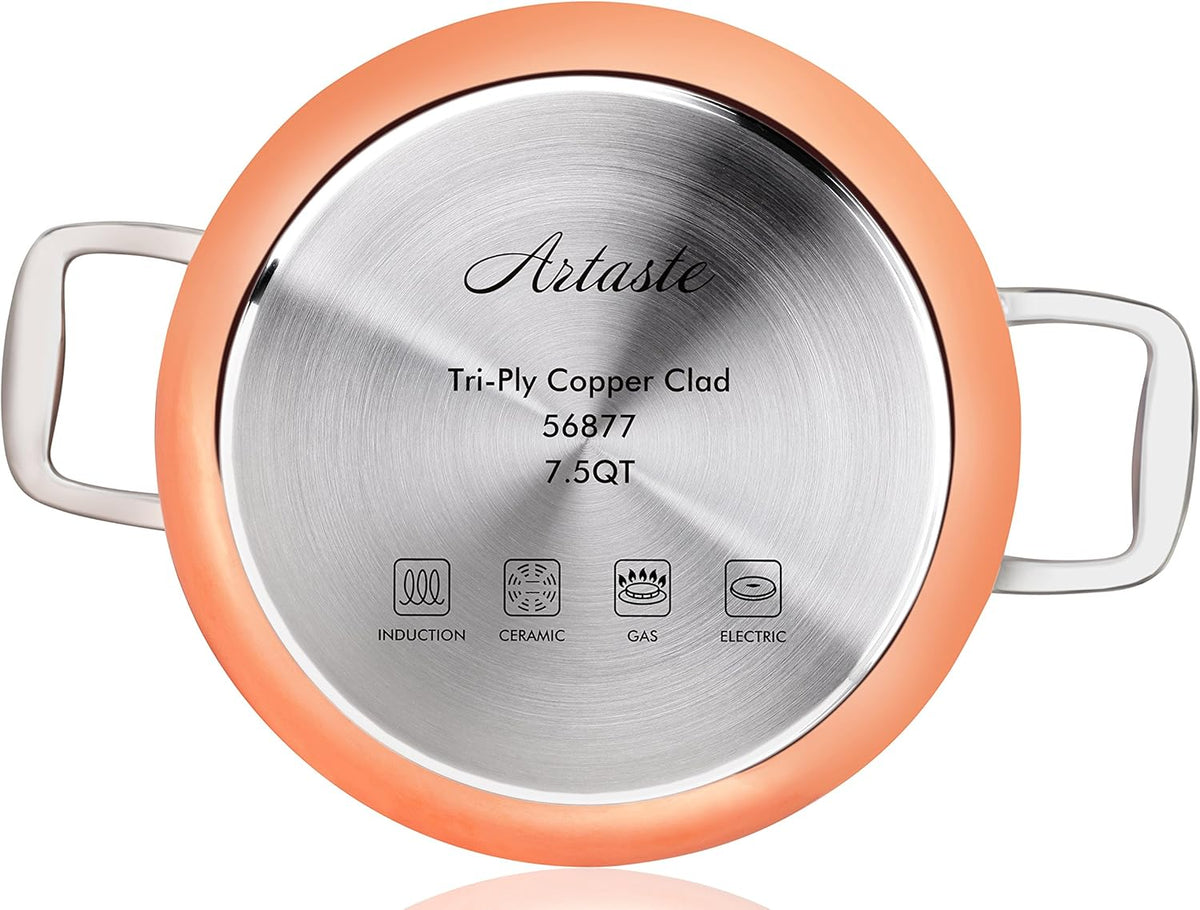 Artaste Rain Copper Clad Cookware (7.5 QT Stock Pot + Steamer)