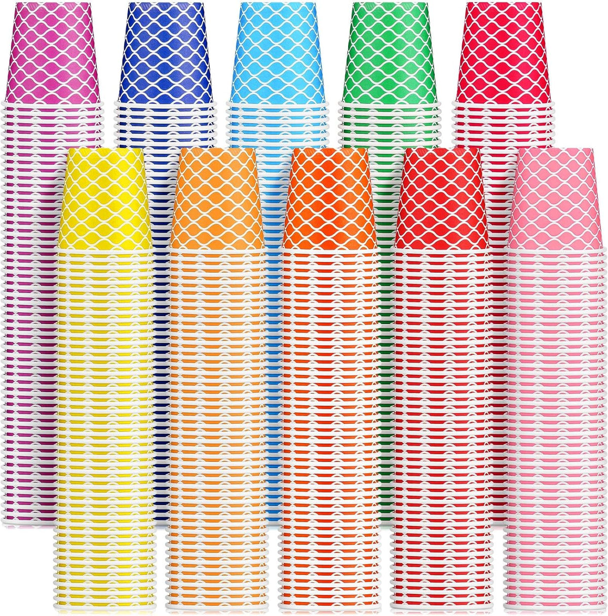 Thenshop 1000 Pieces 5 oz Wave Multicolor Paper Disposable Cups Colorful Small Kid Mouthwash Cups for Coffee Drinking Beverage Travel Picnics Barbecues Party, 10 Colors