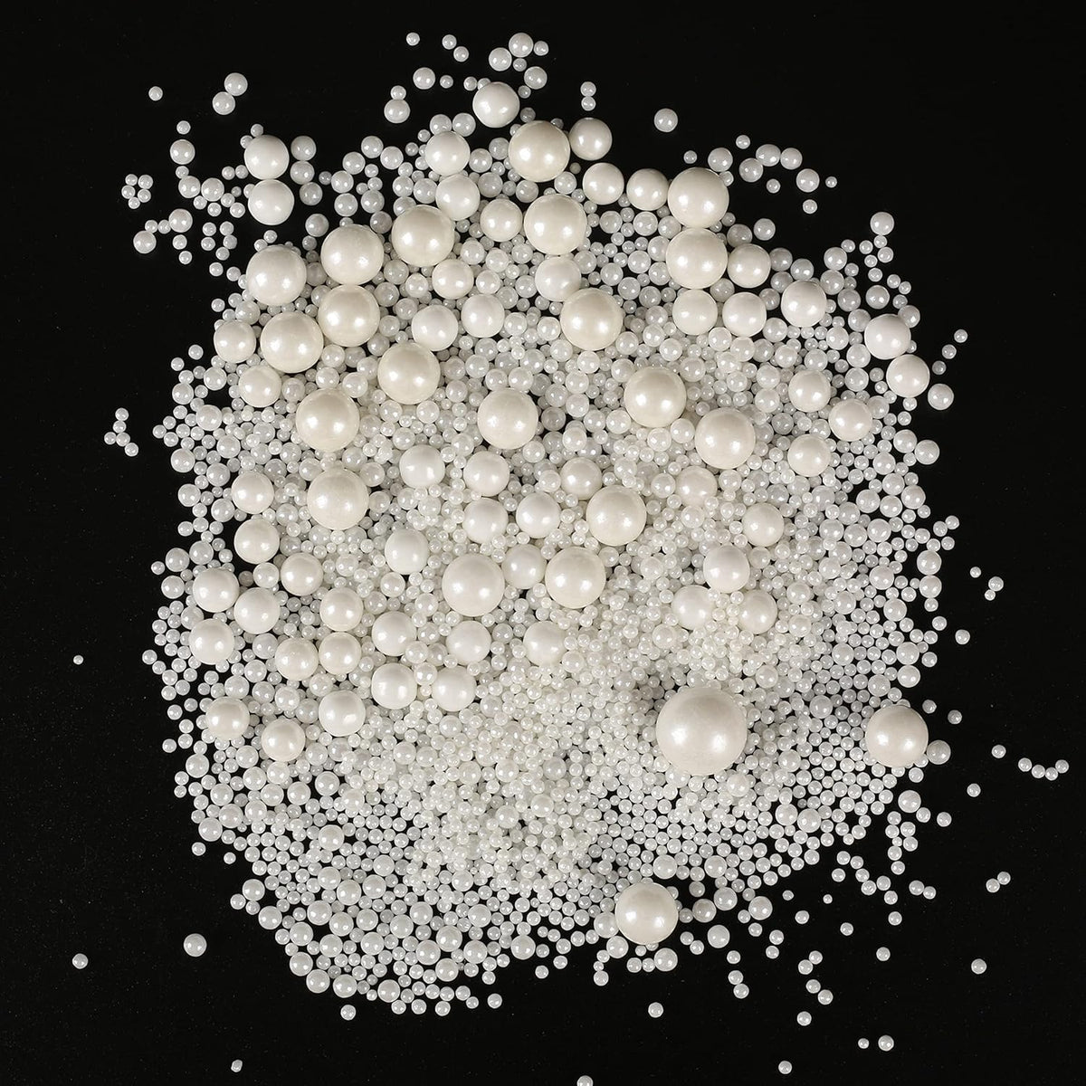 Kasvan White Pearl Sugar Sprinkles - Edible Candy Pearls 130g/4.58 Oz, Mix Size, Baking Cake Decorations, Ice Cream Toppings and Cookie Decorating, Wedding Party Chirstmas Supplies