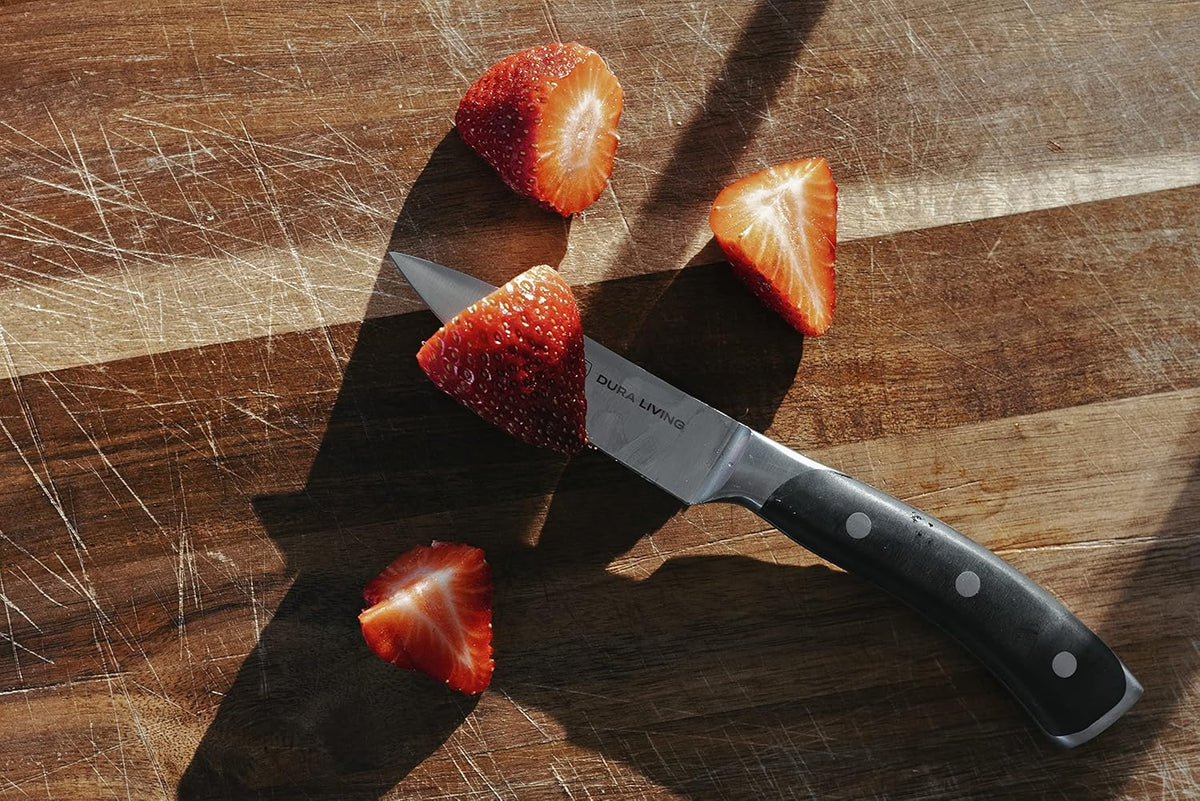 3.5-Inch Paring Knife – Ultra-Sharp German High Carbon Stainless Steel, Full Tang, Ergonomic Handle, Multipurpose Kitchen Knife for Chopping, Slicing, and Dicing, Black