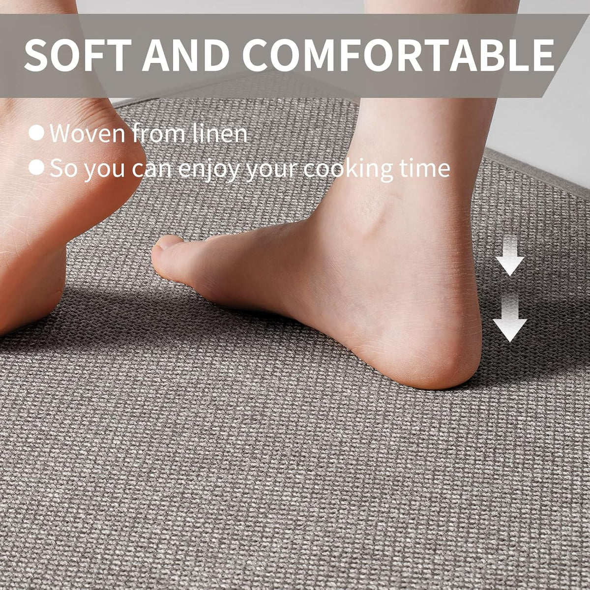 Kitchen Rugs and Mats Non Skid Washable Set of 2 PCS, Absorbent Runner Rugs for Kitchen, Front of Sink, Kitchen Mats for Floor, Grey 17x30+17x59