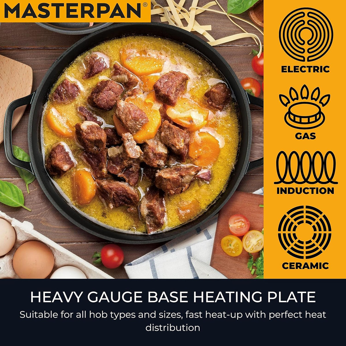 7 Quart Non-Stick Cast Aluminum Dutch Oven Casserole Stockpot 11", Black