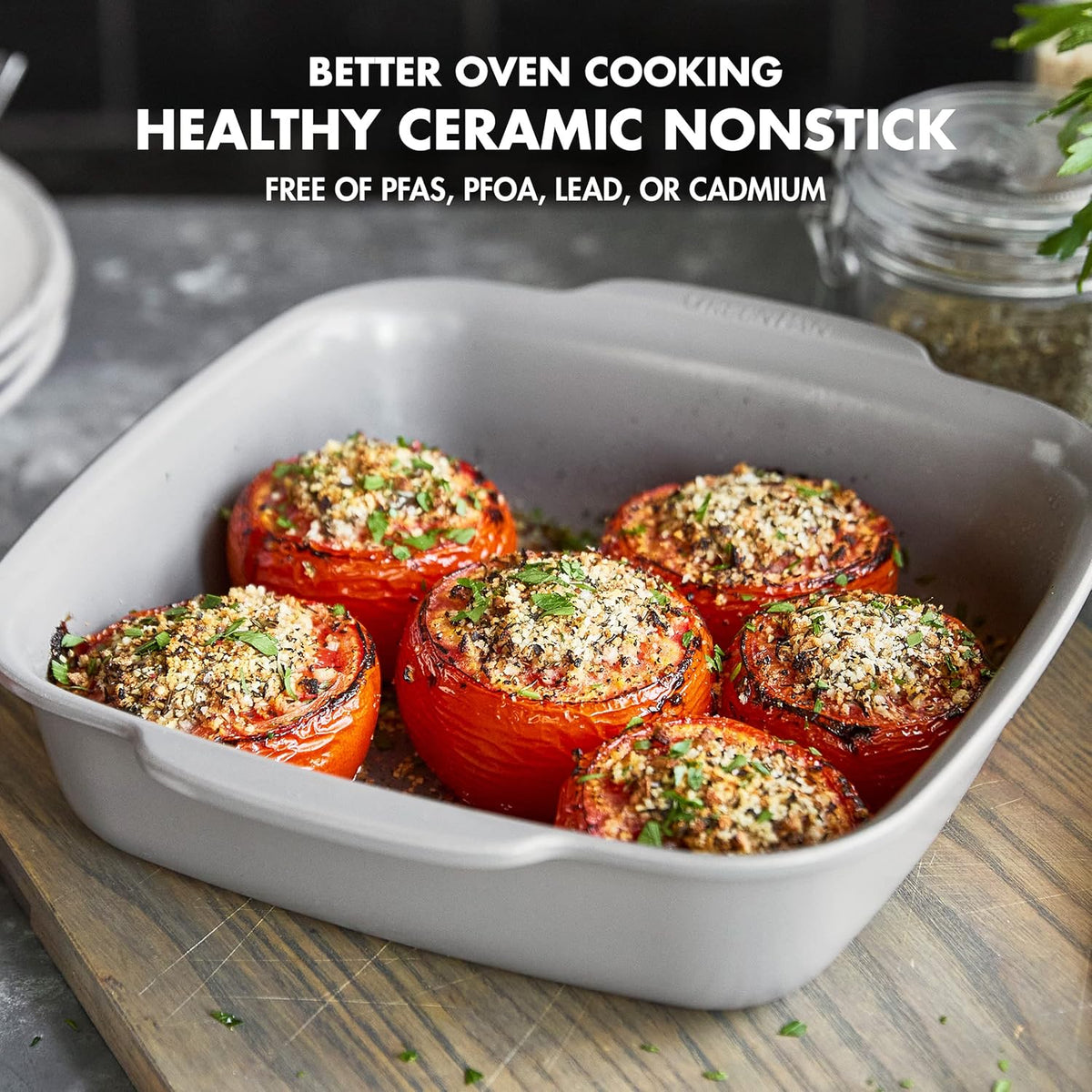 GreenPan Premiere Ovenware Healthy Ceramic Nonstick 4 Piece Bakeware Set, PFAS-Free, Rectangular, Square, Quarter, Half Sheet Baking Pans, Warp-Free, Oven Safe to 600F, Dishwasher Safe, Gray