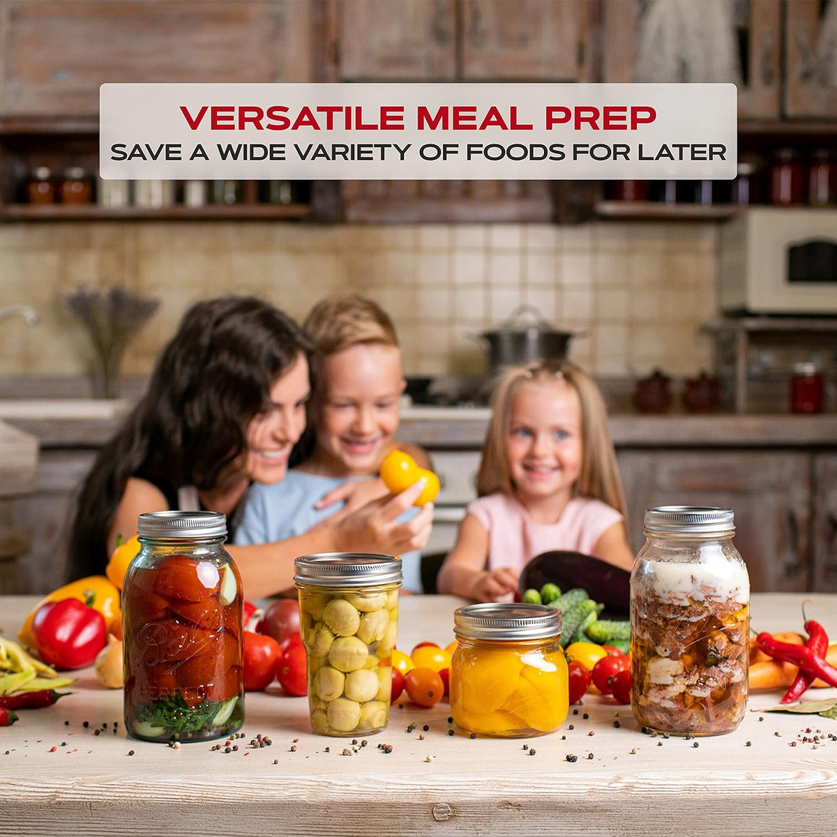 FORJARS - Wide Mouth Canning Lids, 24-Pack – Create Airtight Seals on Mason Jars to Preserve Food for Meal Prep & Emergency Food Storage – 3.4 In. Metal Lids with Silicone Seals – Canning Supplies