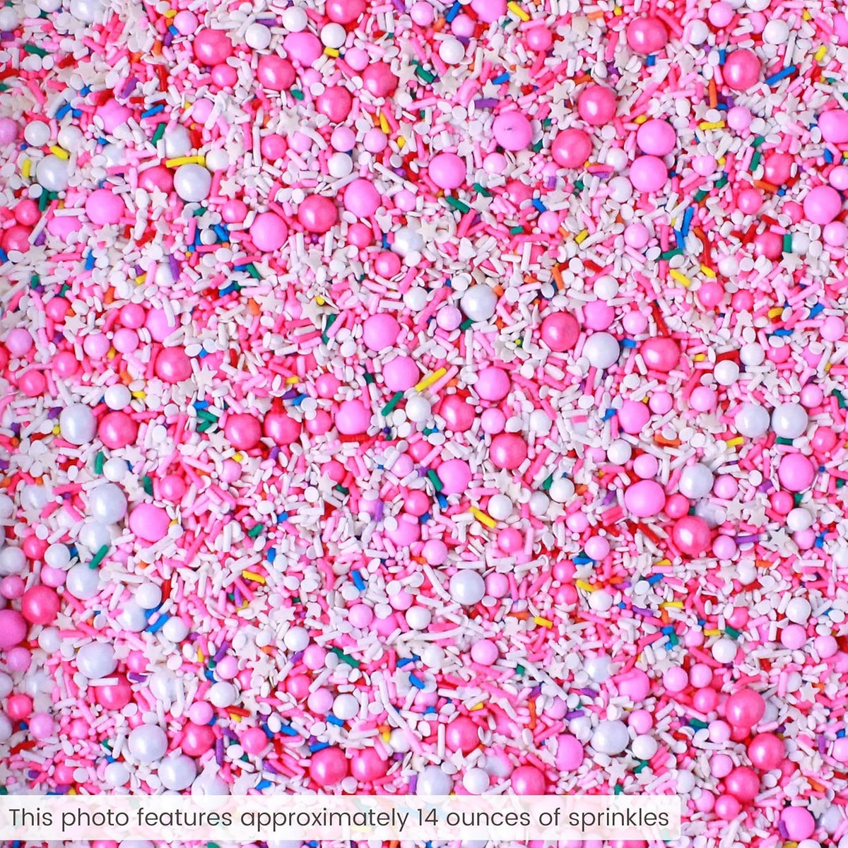 Sprinkle Pop A Frosted Affair Sprinkles Mix| Pink White Sprinkles with Rainbow Pops| Decorating Sprinkles Made in USA for Girl Baby shower Gender Reveal Birthday Cake Cupcakes Donuts Cookies, 2oz