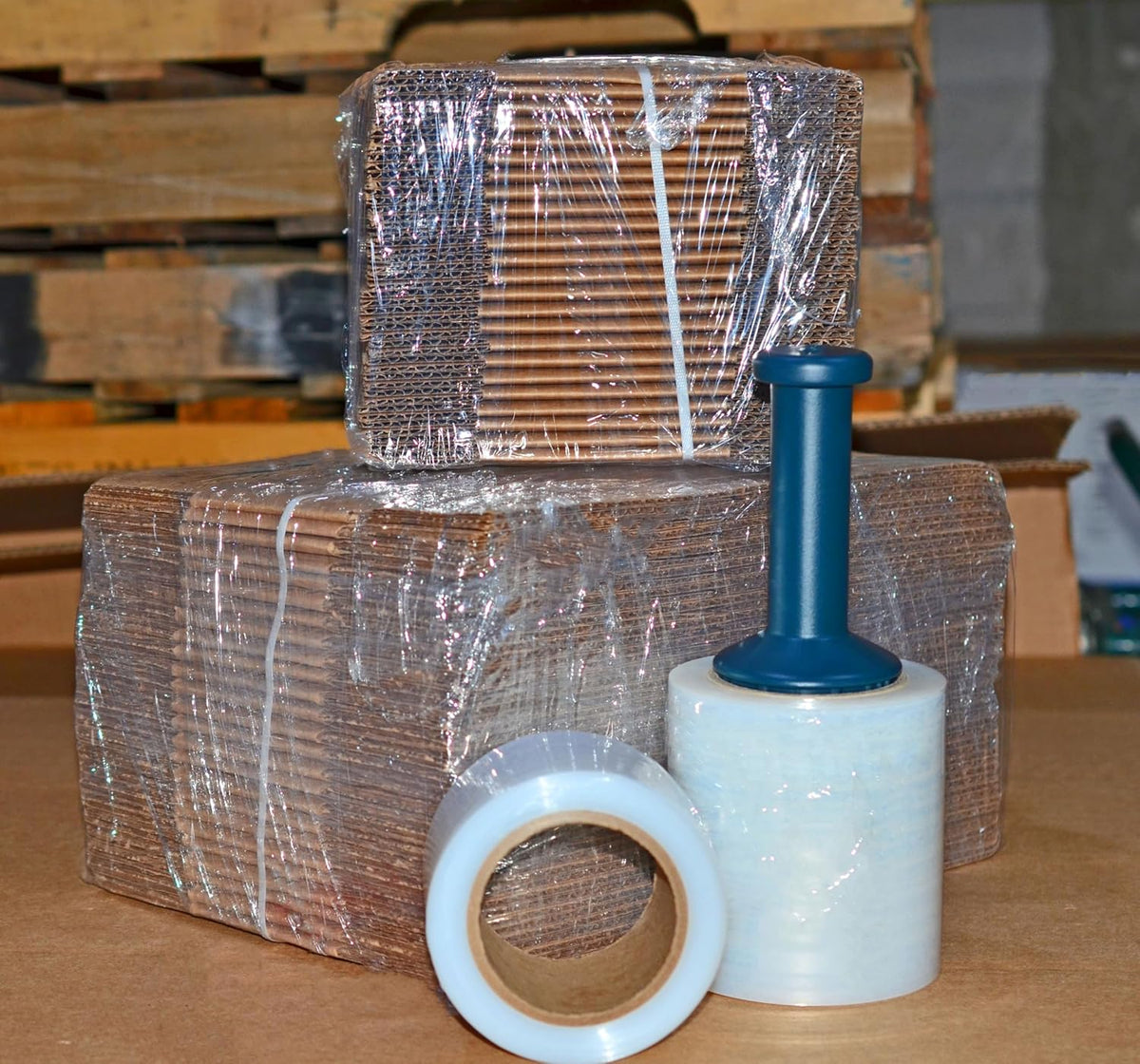 WOD SFCB80 Heavy Duty Hand Stretch Film Wrap 80 Gauge Thick with Dispenser - Clear Shrink Wrap Ideal for Moving, Packing, & Palletizing Applications: 3" in. x 1000 Ft (6-Rolls)